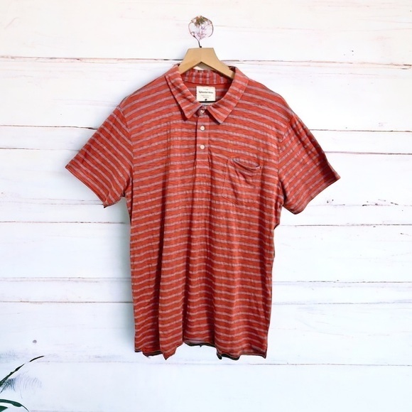 Splendid Mills NWT Striped Slub Pima Short Sleeve Polo T-Shirt Tee Size XL - Picture 1 of 9